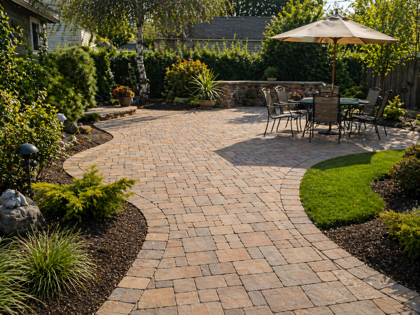 Finished paver walkway project by Golden Level